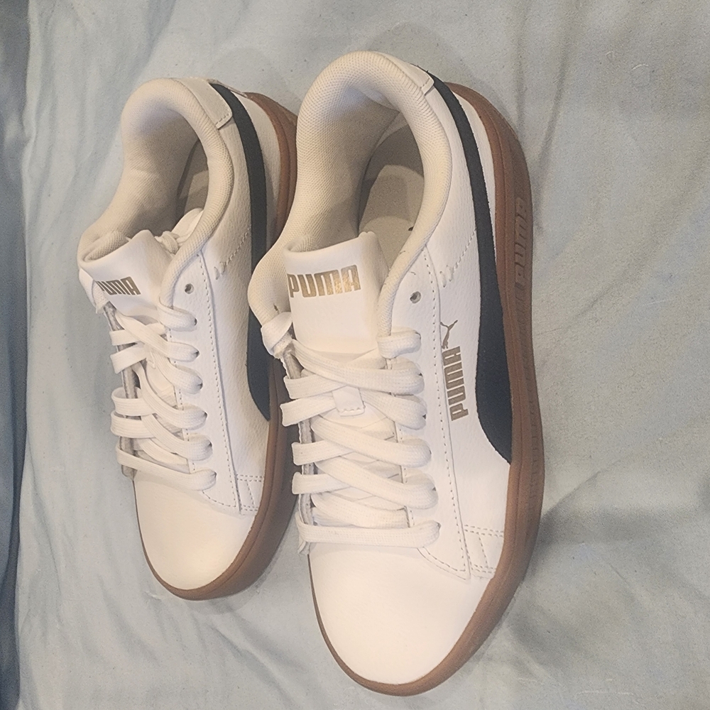 Puma Smash V3 Platform White and Black Sneakers